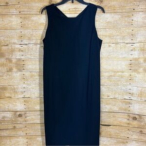 Eileen Fisher Black Sheath Dress Viscose Knit Stretch Silk Blend Lined M
